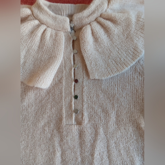 ba&sh Cream Sweater with Ruffled Collar - Picture 3 of 6